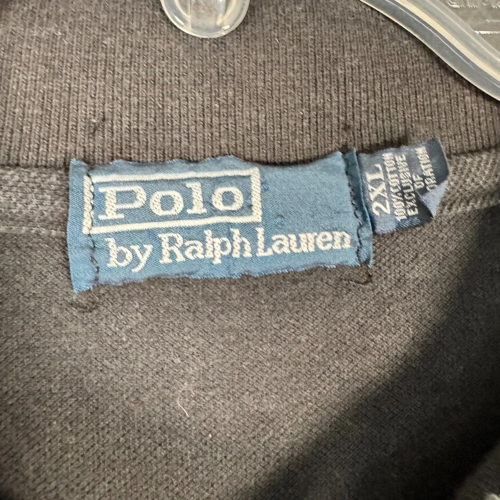 VINTAGE‎ Polo Ralph Lauren Shirt Mens 2XL Black Long Sleeve Knit Preppy Academic